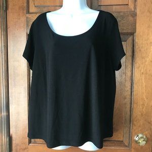 Linea by Louis Dell'Olio Black Knit Scoop Pullover w/Short Sleeves 1X